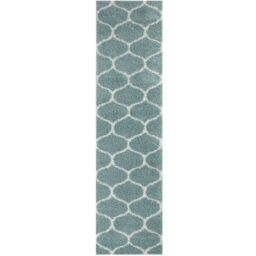 THE RUGS Soft Trellis Shaggy Rugs & Runners Duck Egg Blue Living Room - Size: 180 cm x 270 cm - thumbnail 8