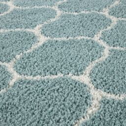 THE RUGS Soft Trellis Shaggy Rugs & Runners Duck Egg Blue Living Room - Size: 180 cm x 270 cm - thumbnail 2