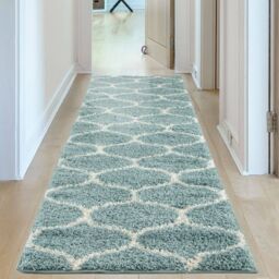 THE RUGS Soft Trellis Shaggy Rugs & Runners Duck Egg Blue Living Room - Size: 180 cm x 270 cm - thumbnail 9