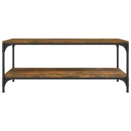 Berkfield Home Coffee Table Smoked Oak 100x50x40 cm Engineered Wood in Brown - Size: 100 x 50 x 40 cm - thumbnail 4