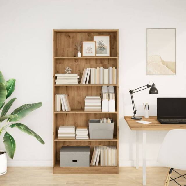 Berkfield Home Decorative Bookcase Artisian Oak 80x24x176 cm Engineered Wood in Brown - Size: 80 x 24 x 176 cm - image 1