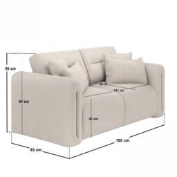 Solace+Co Mabel 2 Seater Fabric Sofa in Beige - thumbnail 7