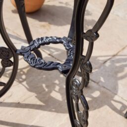 Home Source Bistro Set Outdoor Patio Garden Round Table & 2 Chairs Metal Frame in Black - thumbnail 7
