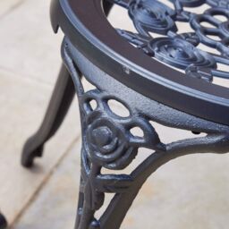 Home Source Bistro Set Outdoor Patio Garden Round Table & 2 Chairs Metal Frame in Black - thumbnail 9
