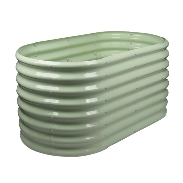 Harbour Housewares Raised Garden Bed - Rounded Bottomless Galvanised Steel Planter 120 x 60 x 60cm in Green - Size: 120 x 60 x 60 cm - image 1