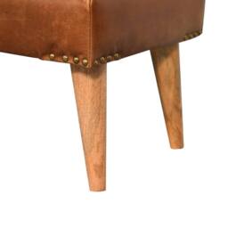 Wyld Haus Alghero Bouclé Bench Buffalo Leather Strap Natural Yarn Oak Legs in Brown - thumbnail 9