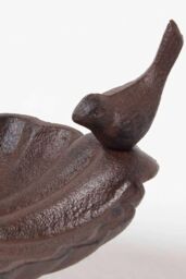 Homescapes Decorative Birds Scalloped Oval Bird Bath Cast Iron in Brown - thumbnail 3