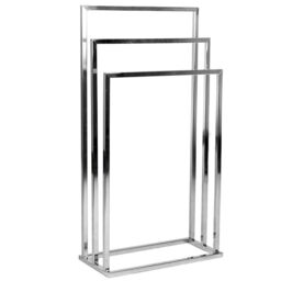 Home Discount Bath Vida 3 Tier Towel Stand Square Freestanding Storage in Metallic Silver - thumbnail 6