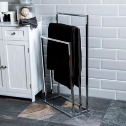 Home Discount Bath Vida 3 Tier Towel Stand Square Freestanding Storage in Metallic Silver - thumbnail 3