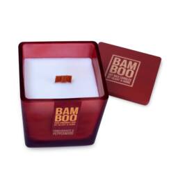 Bamboo Large Soy Wax Candle - Pomegranate & Pepperwood in Burgundy - thumbnail 3