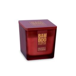 Bamboo Large Soy Wax Candle - Pomegranate & Pepperwood in Burgundy - thumbnail 1