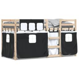 Berkfield Home Bunk Bed without Mattress White&Black 90x190 cm Single Solid Wood Pine in Black - thumbnail 2