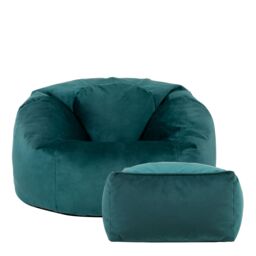 icon Kingston Classic Velvet Bean Bag Chair & Pouffe Pink Bean Bag Chair in Teal - thumbnail 4