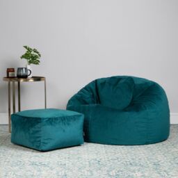 icon Kingston Classic Velvet Bean Bag Chair & Pouffe Pink Bean Bag Chair in Teal - thumbnail 3