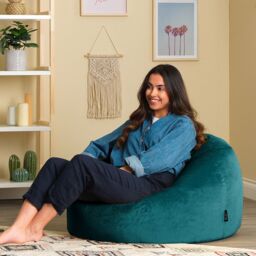 icon Kingston Classic Velvet Bean Bag Chair & Pouffe Pink Bean Bag Chair in Teal - thumbnail 2