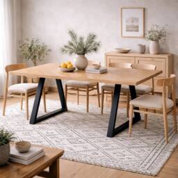 Wyld Haus Balbriggan Natural Black Rectangular Dining Table L180cm