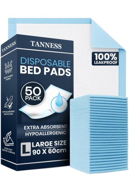 Tanness Disposable Incontinence Bed Pads with Waterproof Protection Pack of 50 - image 1