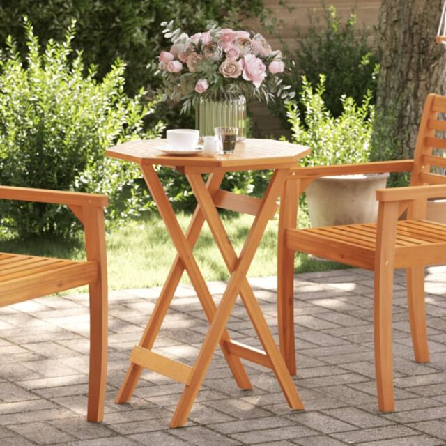 Berkfield Home Folding Garden Table √ò60x75 cm Solid Wood Acacia in Brown - Size: 60x75 cm - image 1