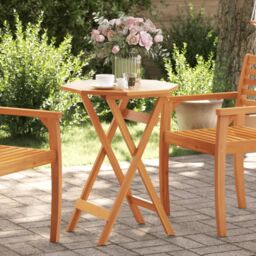Berkfield Home Folding Garden Table √ò60x75 cm Solid Wood Acacia in Brown - Size: 60x75 cm - thumbnail 1