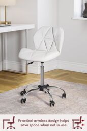 Home Discount Vida Designs Geo Adjustable Chair UKFR Fabric Armrest Ergonomic in White - thumbnail 6