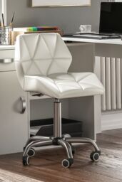 Home Discount Vida Designs Geo Adjustable Chair UKFR Fabric Armrest Ergonomic in White - thumbnail 1
