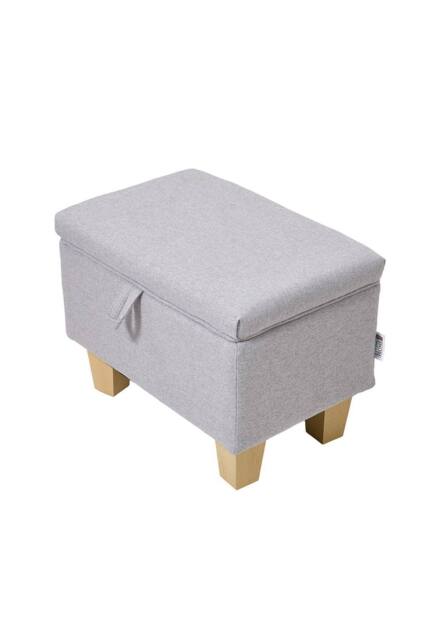 Living and Home Linen Upholstered Storage Ottoman in Light Grey - image 1