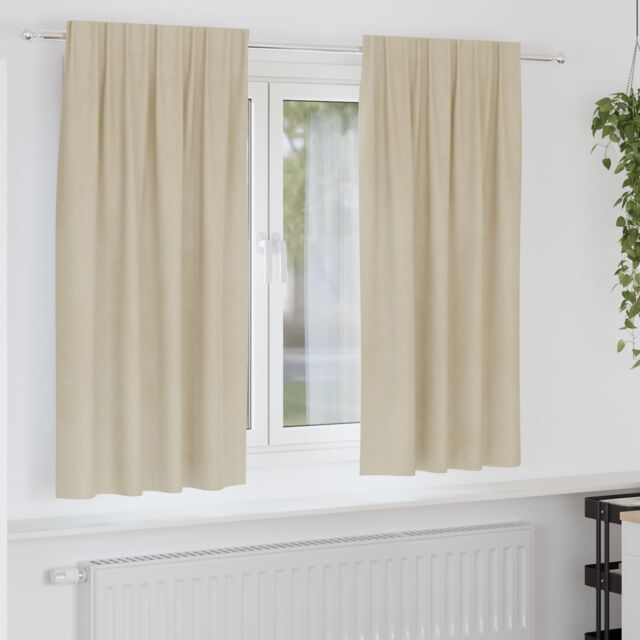Berkfield Home Blackout Curtains with Top Tape 2 pcs Cream Velvet - image 1