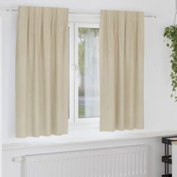 Berkfield Home Blackout Curtains with Top Tape 2 pcs Cream Velvet
