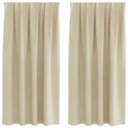 Berkfield Home Blackout Curtains with Top Tape 2 pcs Cream Velvet - thumbnail 2