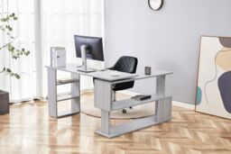 KOSY KOALA Grey Office Desk with Black Velvet Upholstered Chair Wooden Room Furniture - thumbnail 2