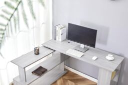 KOSY KOALA Grey Office Desk with Black Velvet Upholstered Chair Wooden Room Furniture - thumbnail 5
