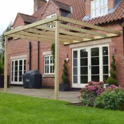 Rutland County Garden Furniture Ltd Wall Mounted Box Pergola - L300 x W300 x H270 cm - Light Green - thumbnail 4