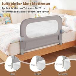 CASART Foldable Toddler Bed Rail 80 cm Long Adjustable Baby Bed Rail Guard in Grey - thumbnail 9