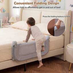CASART Foldable Toddler Bed Rail 80 cm Long Adjustable Baby Bed Rail Guard in Grey - thumbnail 8