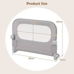 CASART Foldable Toddler Bed Rail 80 cm Long Adjustable Baby Bed Rail Guard in Grey - thumbnail 2