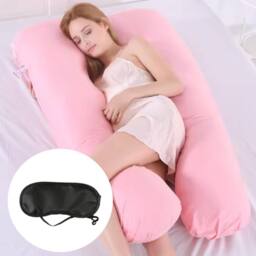 VOGREX Women's Pink U-Shaped Maternity Pillow with Removable Washable Cover - thumbnail 3