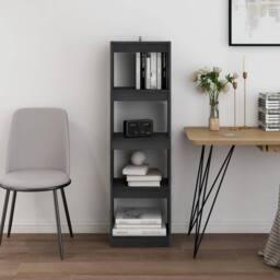 Berkfield Home Book Cabinet Room Divider Grey 40x30x135.5 cm Pinewood - thumbnail 3