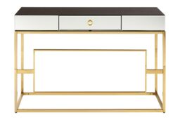 Orsina Vintage Design Console Table, Spacious Lounge Table With Black Mirrored Top, Reflective Gold Finish Table - thumbnail 6