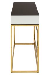 Orsina Vintage Design Console Table, Spacious Lounge Table With Black Mirrored Top, Reflective Gold Finish Table - thumbnail 3