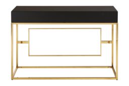 Orsina Vintage Design Console Table, Spacious Lounge Table With Black Mirrored Top, Reflective Gold Finish Table - thumbnail 4