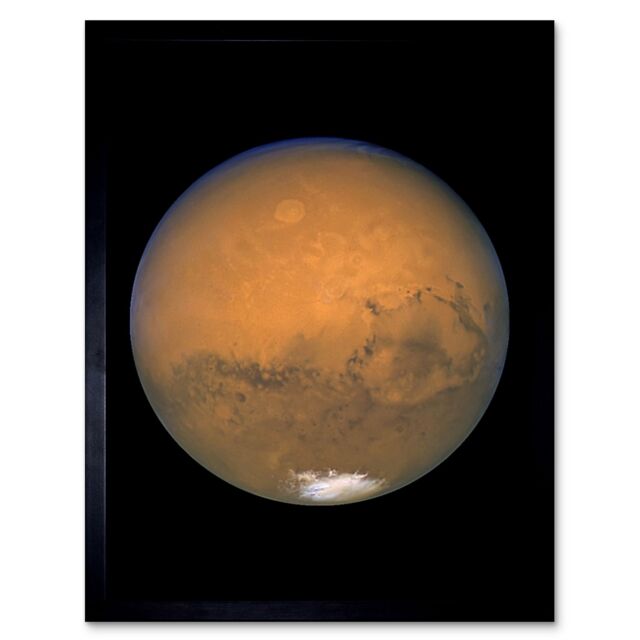 Artery8 Wall Art Print Hubble Space Astronomy View Mars Red Planet Olympus Mons Volcano Valles Marineris Canyons Solis Lacus Dark Marking Southern - image 1