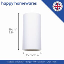 Happy Homewares Contemporary & Stylish Linen Fabric Lamp Shade in White - Size: 6 inches - thumbnail 6