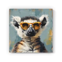 Warren Reed - Designer Lemur In Glasses Canvas - Size: w10 inch x h10 inch - thumbnail 2