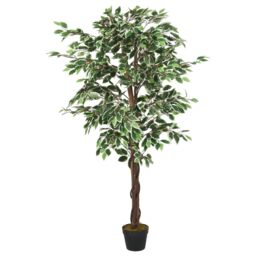 Berkfield Home Artificial Ficus Tree 1260 Leaves 200 cm Green - thumbnail 2