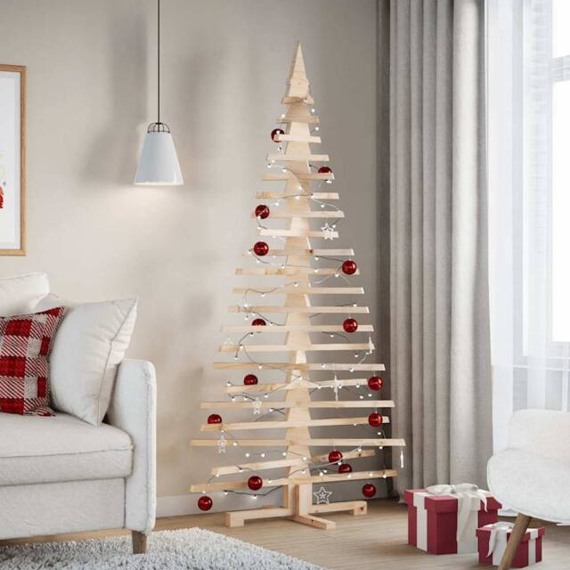 Berkfield Home Wooden Christmas Tree for Decoration 180 cm Solid Wood Pine in Brown - image 1