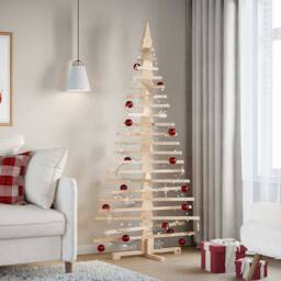 Berkfield Home Wooden Christmas Tree for Decoration 180 cm Solid Wood Pine in Brown - thumbnail 1
