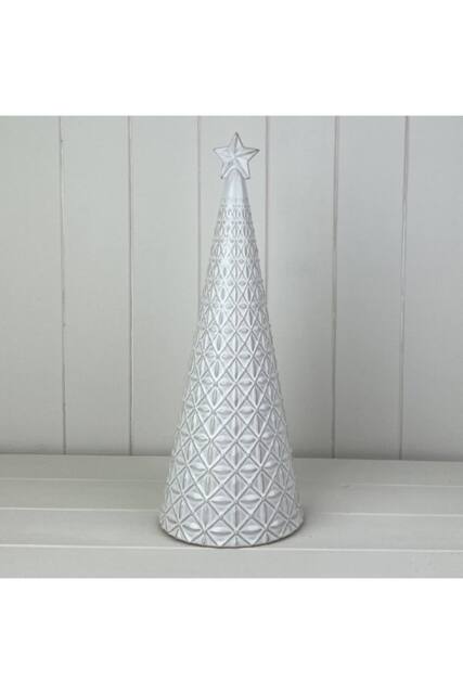 KDMD Sculptural Glazed Ceramic Tree Ornament with Textured Detail - 38mm in Light Grey - image 1
