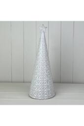 KDMD Sculptural Glazed Ceramic Tree Ornament with Textured Detail - 38mm in Light Grey