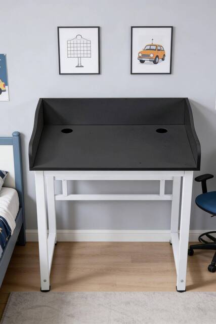 Living and Home Compact Computer Desk with Protective Board for Home Office, 80 x 62cm in Black - Size: 80 x 62 cm - image 1