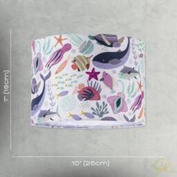 Happy Homewares Underwater Designed Fabric Lampshade with Whales Turtles Tropical Fish - Size: 10 inches - thumbnail 7